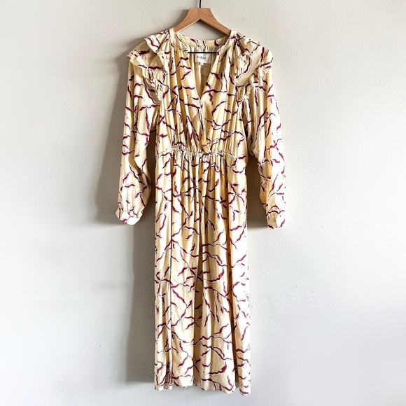 BA&SH Candice Wrap Midi Dress | Printed Crepe de Chine | Size 2 (0) | NWT - Picture 3 of 16